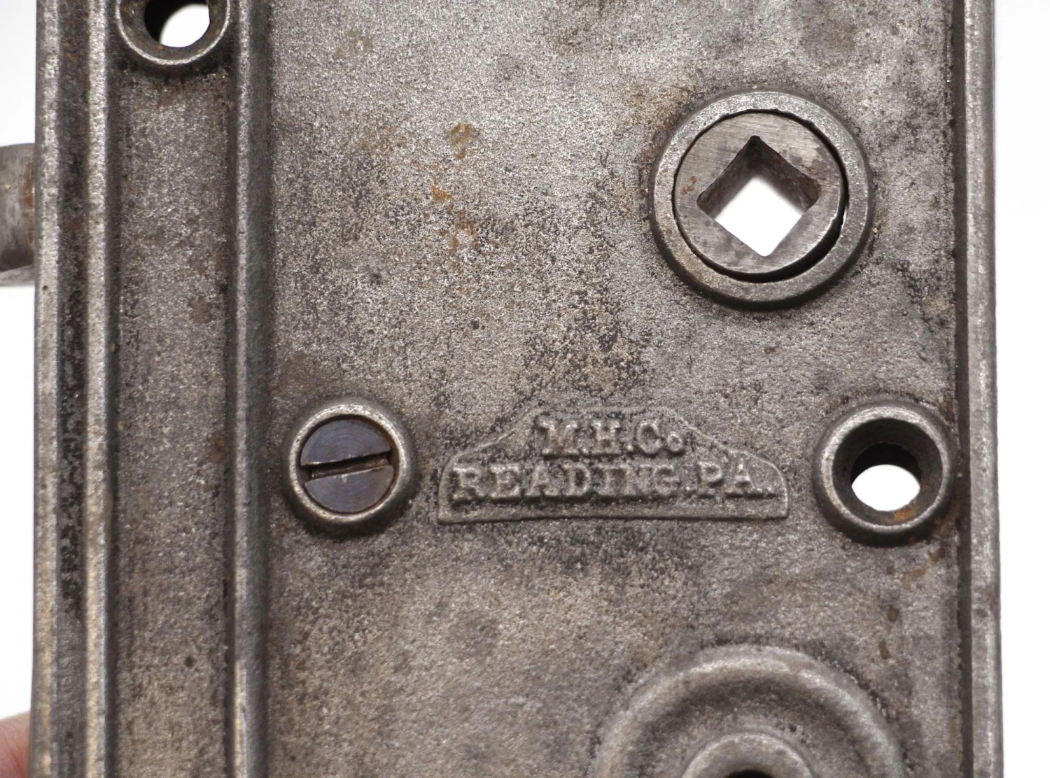 Antique M.H.C Reading Cast Iron Surface Rim Door Lock With Key 7 Antique M.H.C Reading Cast Iron Surface Rim Door Lock With Key - Image 5
