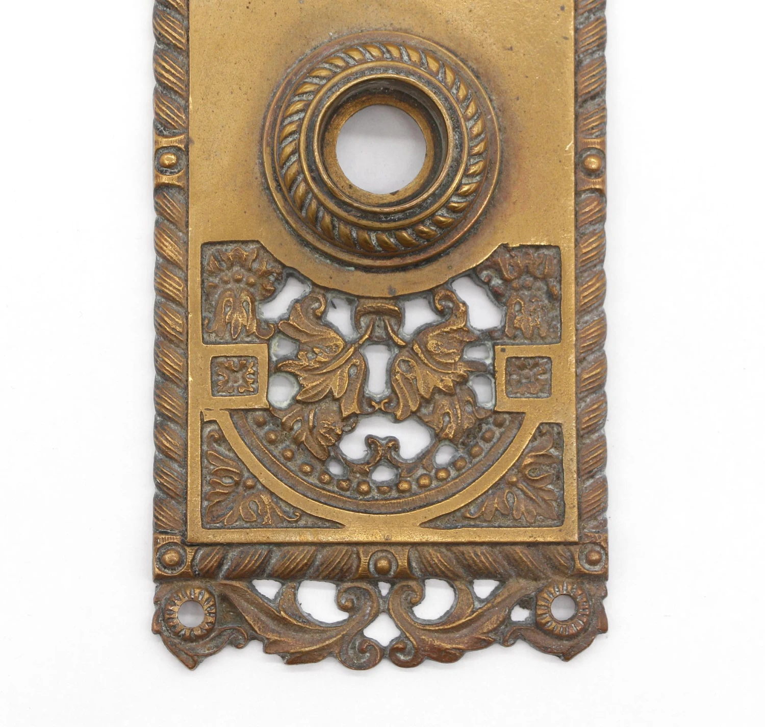 Pair Of 11.25 In. Antique Foliate Bronze Door Back Plates 6 Pair Of 11.25 In. Antique Foliate Bronze Door Back Plates - Image 4