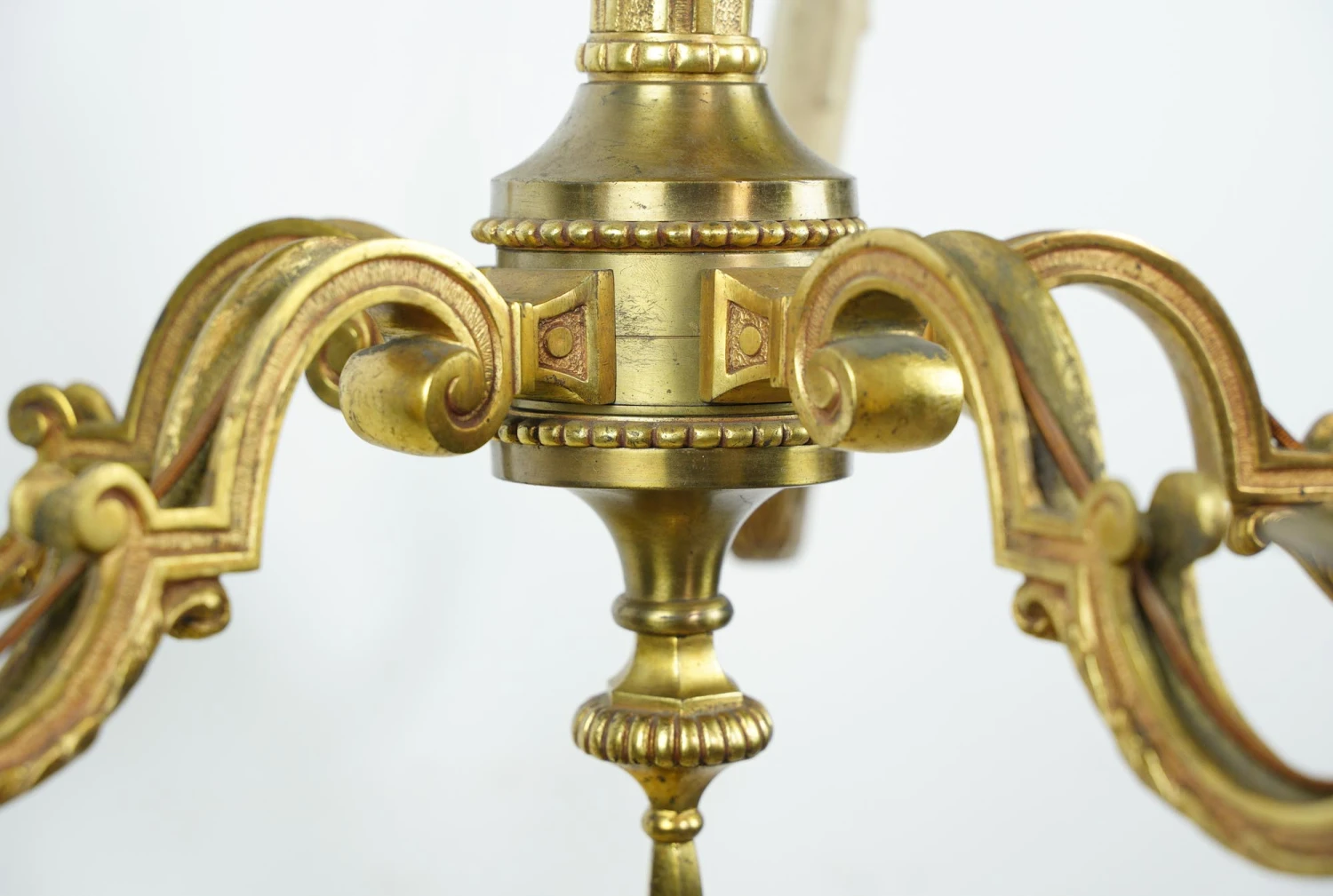 Art Deco 5 Arm Cast Brass 22 In. Chandelier 7 Art Deco 5 Arm Cast Brass 22 In. Chandelier - Image 5