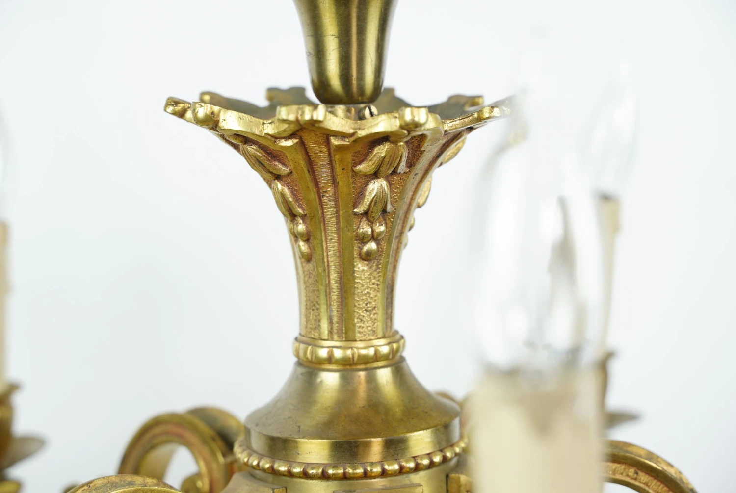 Art Deco 5 Arm Cast Brass 22 In. Chandelier 8 Art Deco 5 Arm Cast Brass 22 In. Chandelier - Image 6