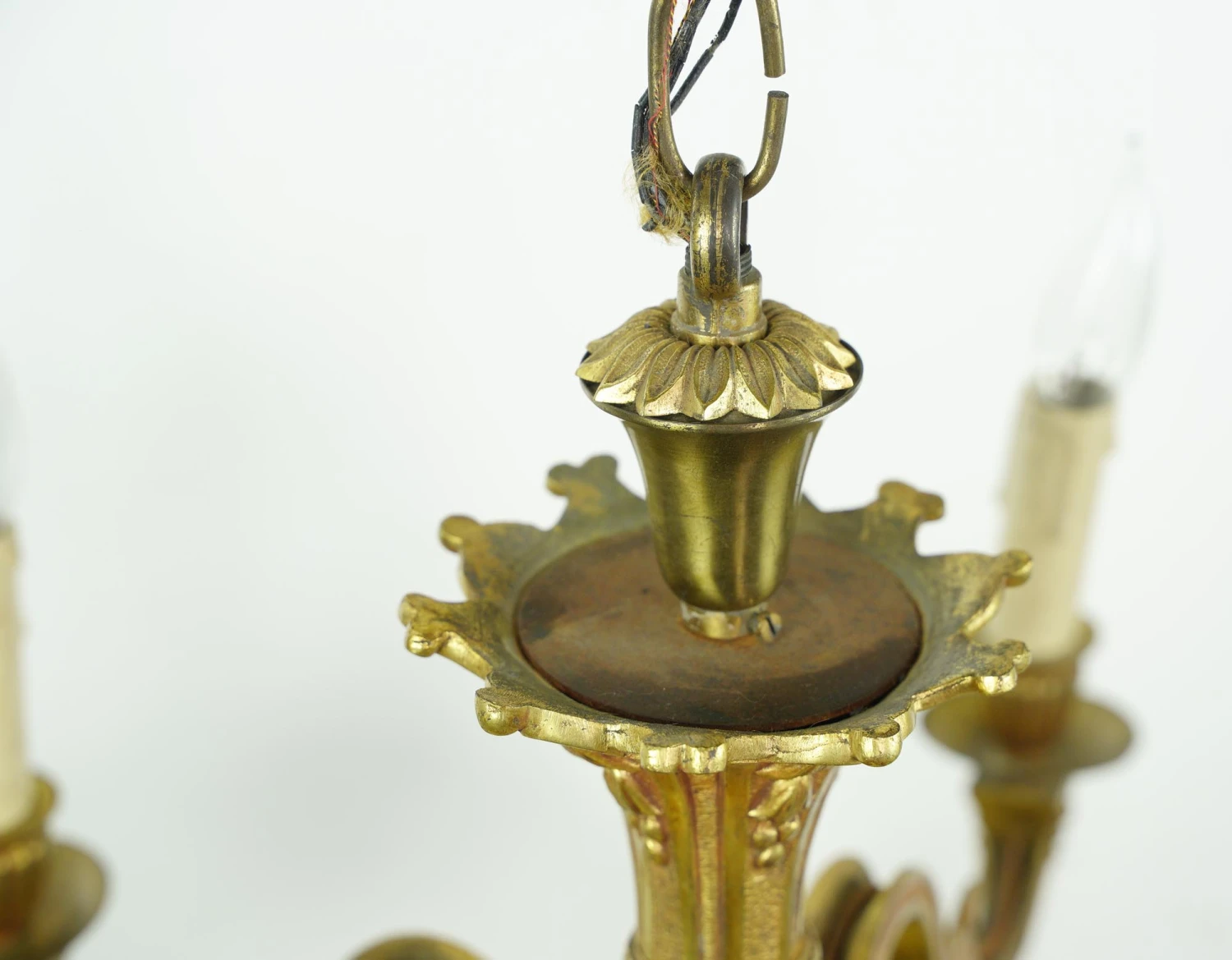 Art Deco 5 Arm Cast Brass 22 In. Chandelier 9 Art Deco 5 Arm Cast Brass 22 In. Chandelier - Image 7