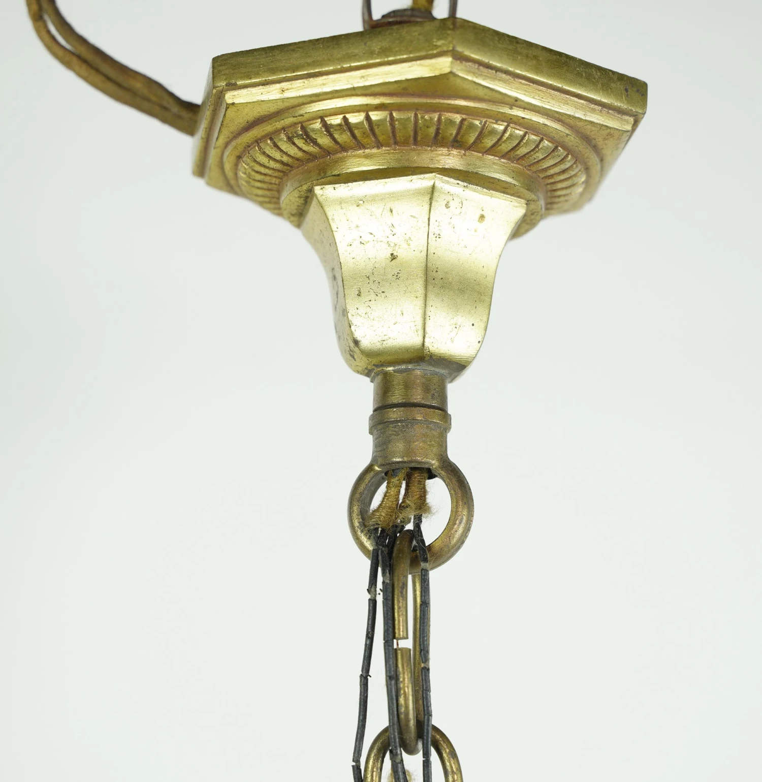 Art Deco 5 Arm Cast Brass 22 In. Chandelier 10 Art Deco 5 Arm Cast Brass 22 In. Chandelier - Image 8