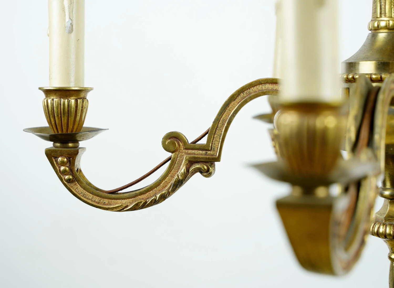 Art Deco 5 Arm Cast Brass 22 In. Chandelier 14 Art Deco 5 Arm Cast Brass 22 In. Chandelier - Image 12