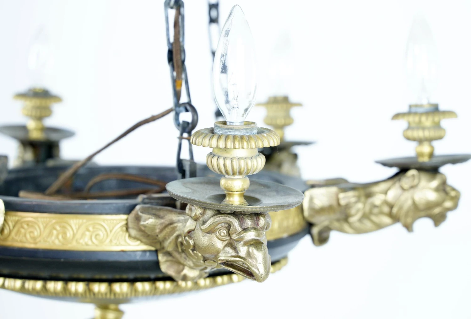 French Empire 6 Arm Lions & Eagles Bronze Chandelier 11 French Empire 6 Arm Lions & Eagles Bronze Chandelier - Image 9