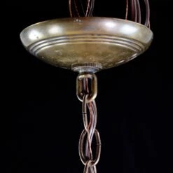 Antique 6.75 In. Ruffled Glass & Brass Chain Pendant Light 13 Antique 6.75 In. Ruffled Glass & Brass Chain Pendant Light -OGT Sale Store q281972 05