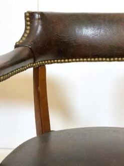 Vintage Brown Vinyl Faux Leather Brass Studs Office Armchair 19 Vintage Brown Vinyl Faux Leather Brass Studs Office Armchair -OGT Sale Store q282080 07