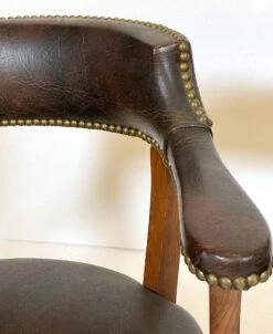 Vintage Brown Vinyl Faux Leather Brass Studs Office Armchair 20 Vintage Brown Vinyl Faux Leather Brass Studs Office Armchair -OGT Sale Store q282080 08