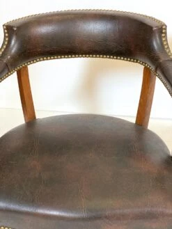 Vintage Brown Vinyl Faux Leather Brass Studs Office Armchair 21 Vintage Brown Vinyl Faux Leather Brass Studs Office Armchair -OGT Sale Store q282080 09