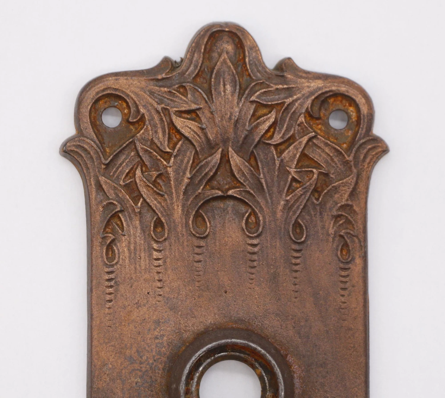 Pair Of Antique 7.5 In. Romanesque Bronzed Cast Iron Door Back Plates 7 Pair Of Antique 7.5 In. Romanesque Bronzed Cast Iron Door Back Plates - Image 5