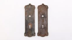Pair Of Antique 7.5 In. Romanesque Bronzed Cast Iron Door Back Plates 15 Pair Of Antique 7.5 In. Romanesque Bronzed Cast Iron Door Back Plates -OGT Sale Store q282346 07