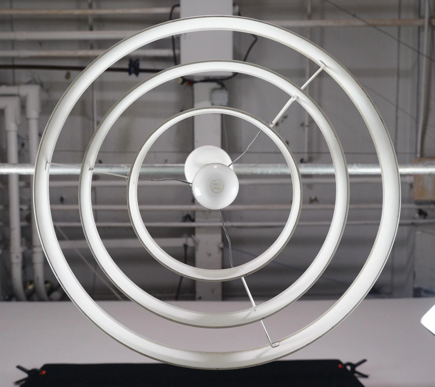 Vintage White Steel Circles Mid Century Modern Pendant Light 9 Vintage White Steel Circles Mid Century Modern Pendant Light - Image 7