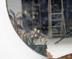 Vintage Hand Painted Edge Floral Round 44 In. Wall Mirror 16 Vintage Hand Painted Edge Floral Round 44 In. Wall Mirror -OGT Sale Store q282521 05