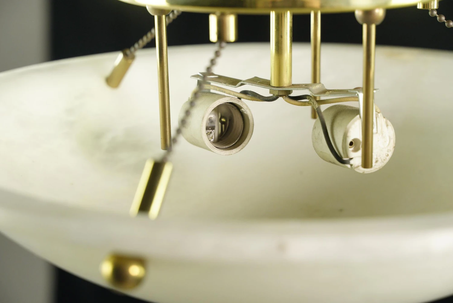 Modern Round White Cast Glass Polished Brass Flush Mount Light 6 Modern Round White Cast Glass Polished Brass Flush Mount Light - Image 4