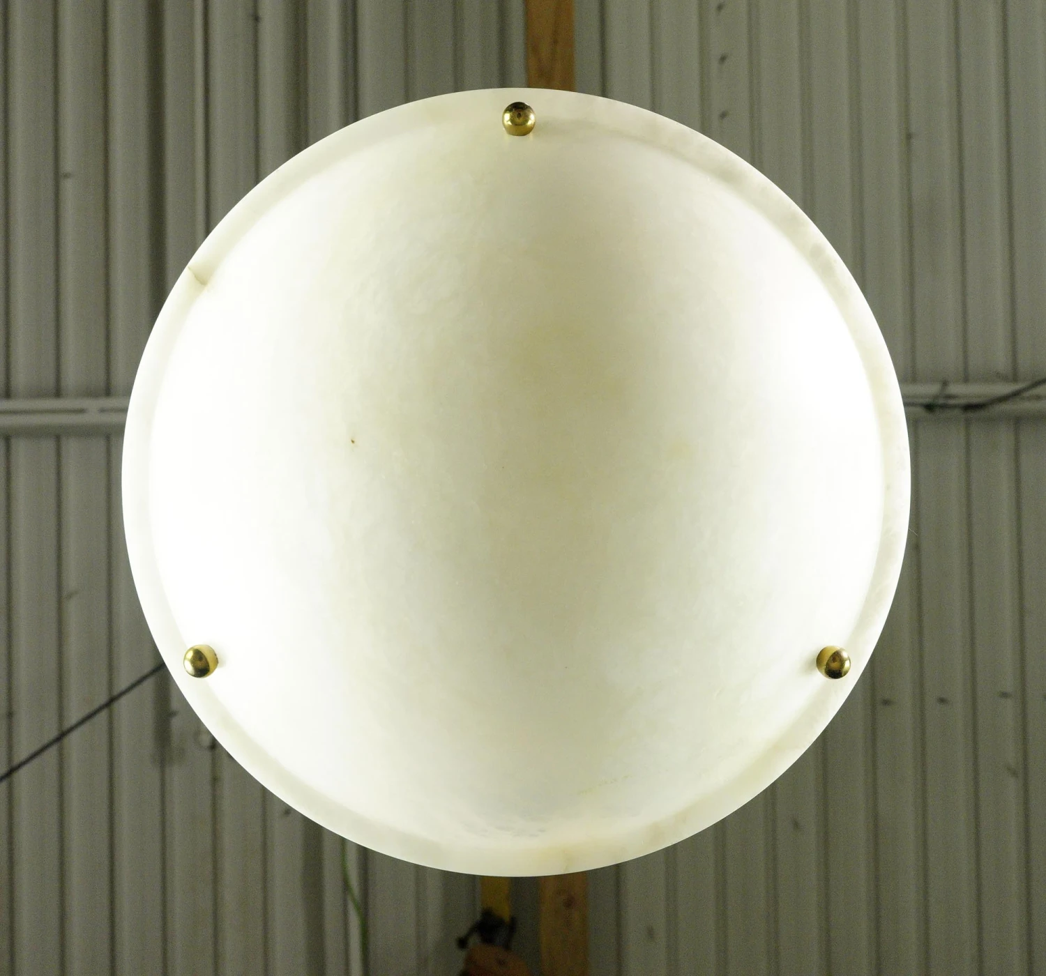Modern Round White Cast Glass Polished Brass Flush Mount Light 7 Modern Round White Cast Glass Polished Brass Flush Mount Light - Image 5