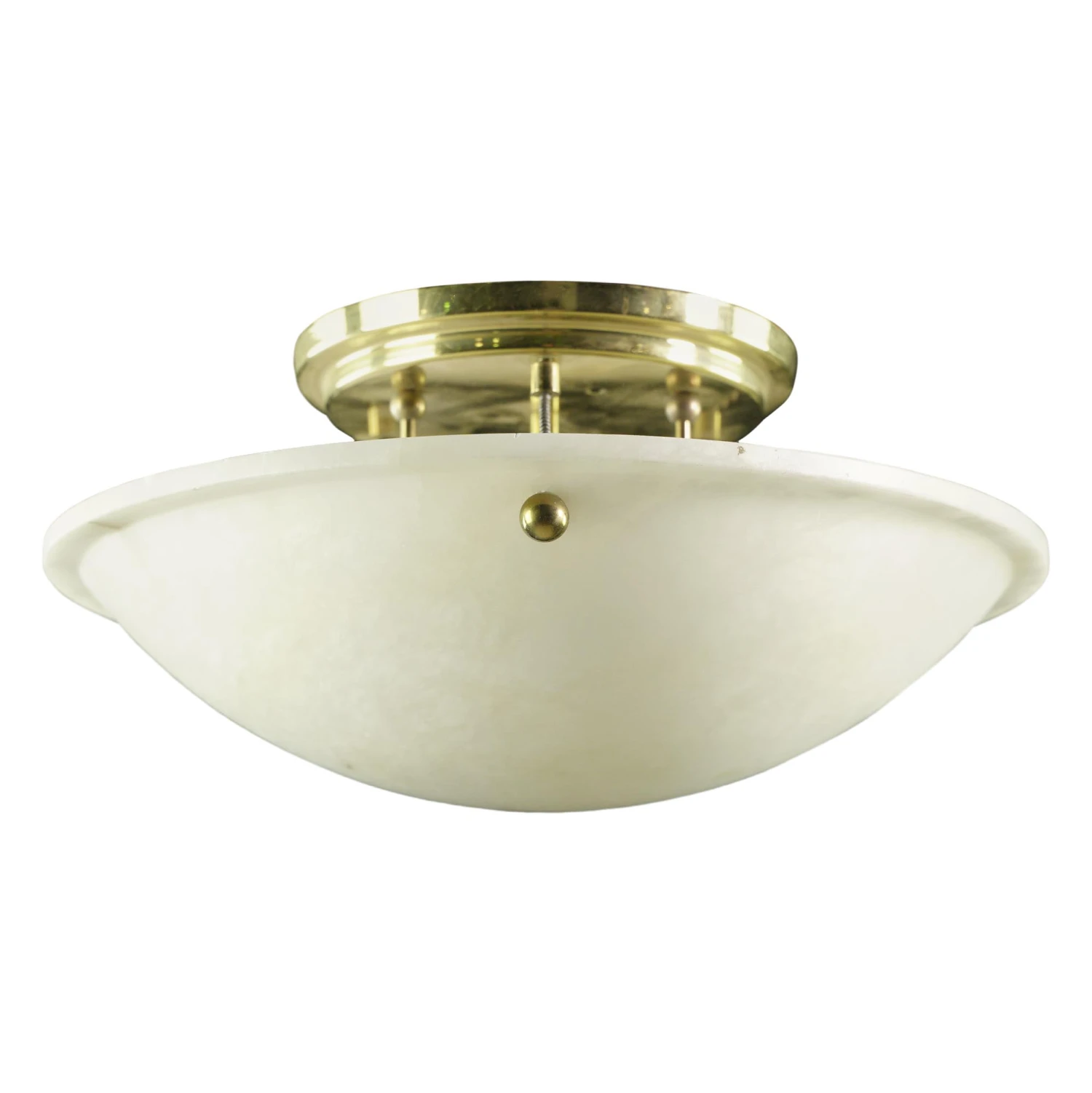 Modern Round White Cast Glass Polished Brass Flush Mount Light 9 Modern Round White Cast Glass Polished Brass Flush Mount Light - Image 7