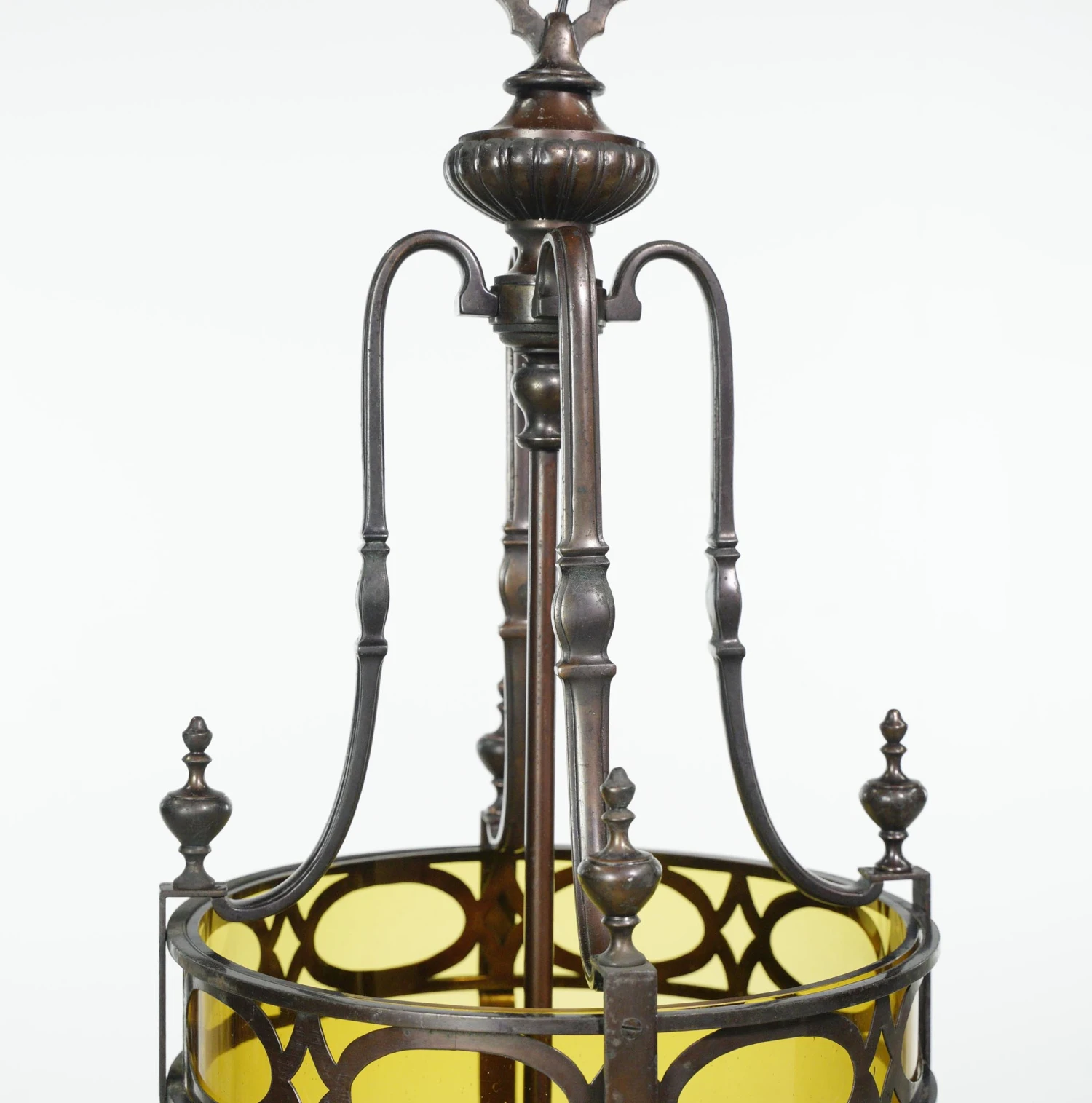 Antique Regency Bronze & Amber Glass Ceiling Lantern 7 Antique Regency Bronze & Amber Glass Ceiling Lantern - Image 5