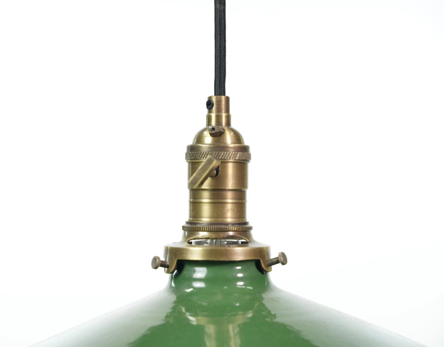 Industrial 14 In. Enameled Green Steel Shade Black Cord Pendant Light 6 Industrial 14 In. Enameled Green Steel Shade Black Cord Pendant Light - Image 4