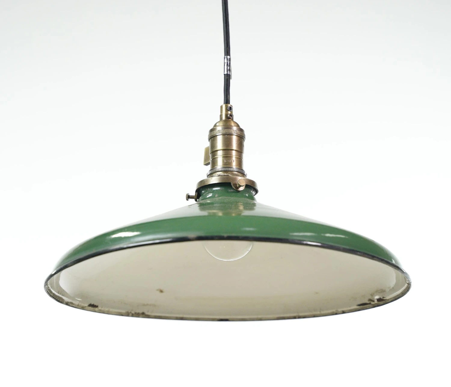Industrial 14 In. Enameled Steel Green Shade Black Cord Pendant Light 8 Industrial 14 In. Enameled Steel Green Shade Black Cord Pendant Light - Image 6