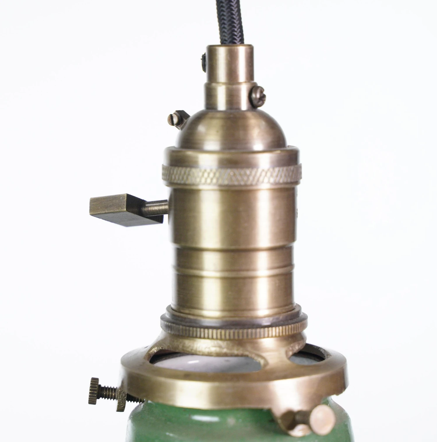 Vintage Industrial 14 In. Steel Green Black Cord Pendant Light 8 Vintage Industrial 14 In. Steel Green Black Cord Pendant Light - Image 6