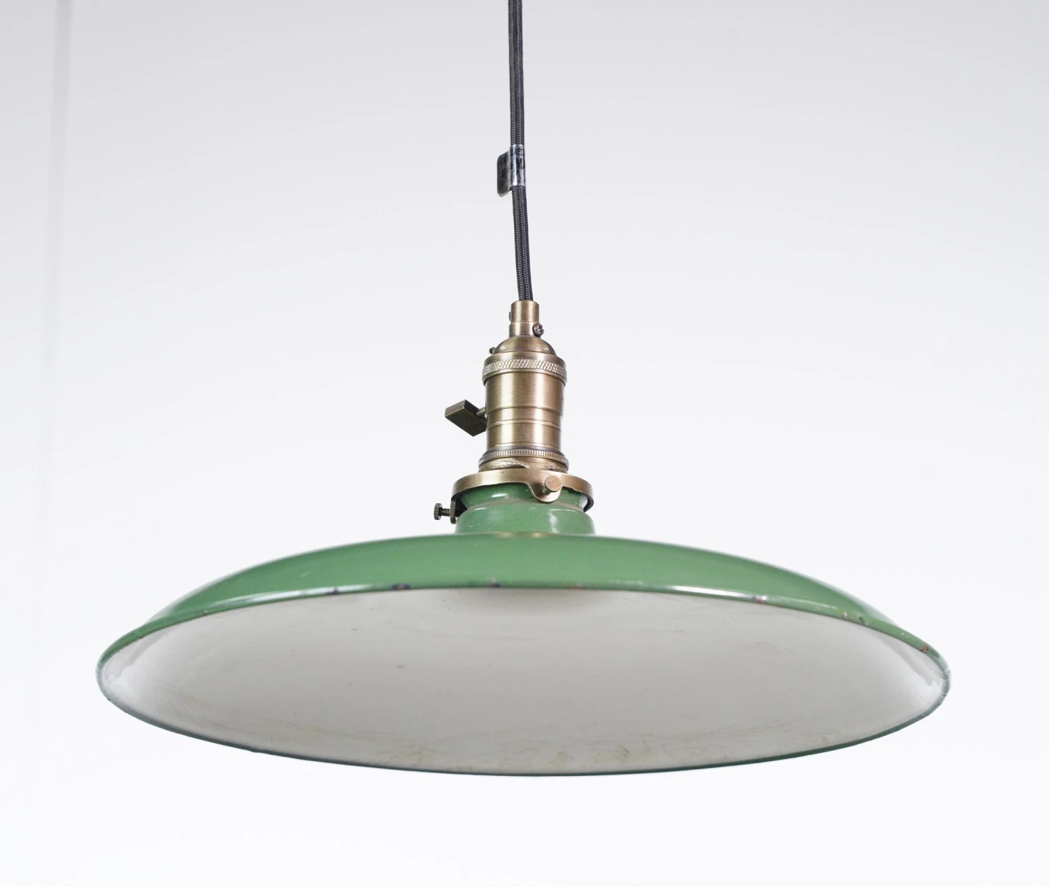 Vintage Industrial 14 In. Steel Green Black Cord Pendant Light 9 Vintage Industrial 14 In. Steel Green Black Cord Pendant Light - Image 7