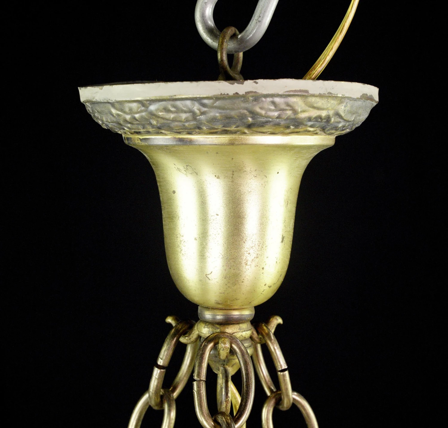 Antique Victorian White Glass Dish Brass Pendant Light 8 Antique Victorian White Glass Dish Brass Pendant Light - Image 6