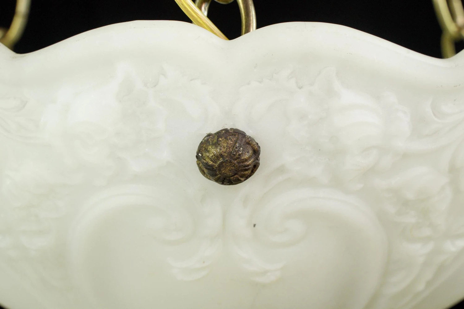 Antique Victorian White Glass Dish Brass Pendant Light 10 Antique Victorian White Glass Dish Brass Pendant Light - Image 8