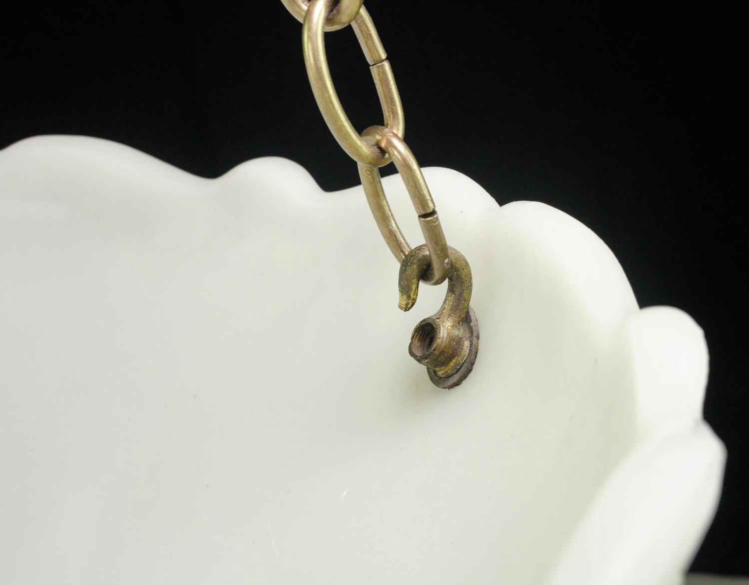 Antique Victorian White Glass Dish Brass Pendant Light 12 Antique Victorian White Glass Dish Brass Pendant Light - Image 10