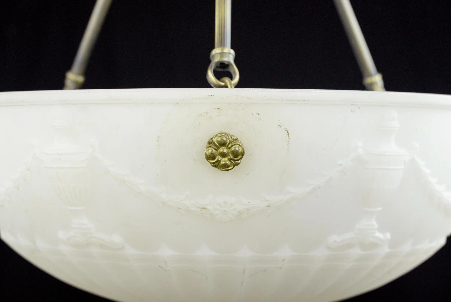 Victorian Urn White Cast Glass Dish Brass Pendant Light 6 Victorian Urn White Cast Glass Dish Brass Pendant Light - Image 4