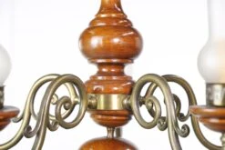 Traditional 5 Brass Plated Arms Medium Tone Wood Chandelier 17 Traditional 5 Brass Plated Arms Medium Tone Wood Chandelier -OGT Sale Store q282744 04