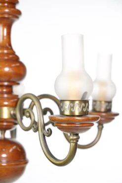 Traditional 5 Brass Plated Arms Medium Tone Wood Chandelier 19 Traditional 5 Brass Plated Arms Medium Tone Wood Chandelier -OGT Sale Store q282744 06