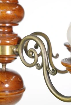 Traditional 5 Brass Plated Arms Medium Tone Wood Chandelier 20 Traditional 5 Brass Plated Arms Medium Tone Wood Chandelier -OGT Sale Store q282744 07