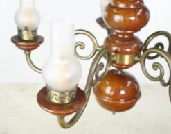 Traditional 5 Brass Plated Arms Medium Tone Wood Chandelier 23 Traditional 5 Brass Plated Arms Medium Tone Wood Chandelier -OGT Sale Store q282744 10