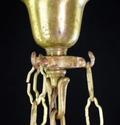 Vintage Brushed Brass Steel Clear Glass Onion Bell Jar Pendant Light -OGT Sale Store q282745 06