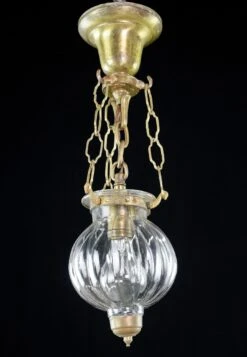 Vintage Brushed Brass Steel Clear Glass Onion Bell Jar Pendant Light -OGT Sale Store q282745 07