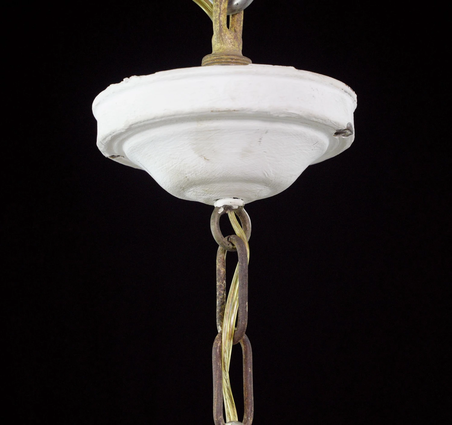 Vintage Mid Century Modern Milk Glass Saucer Pendant Light 6 Vintage Mid Century Modern Milk Glass Saucer Pendant Light - Image 4