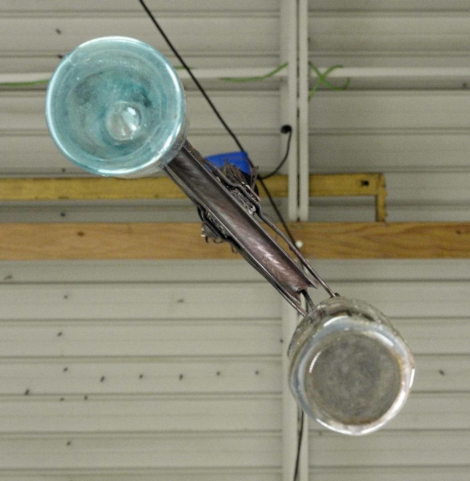 Repurposed Industrial Steel Pulley Glass Mason Jars Pendant Light 12 Repurposed Industrial Steel Pulley Glass Mason Jars Pendant Light - Image 10