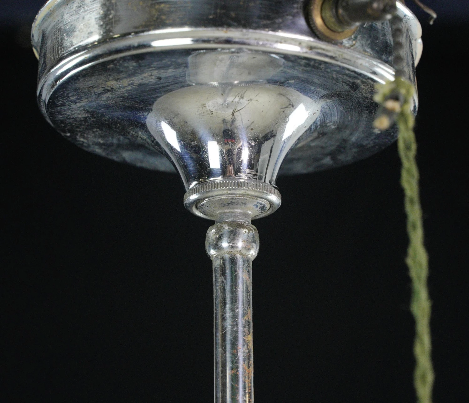 Foliate Milk Glass Dish Pendant Light With Steel Pole 6 Foliate Milk Glass Dish Pendant Light With Steel Pole - Image 4