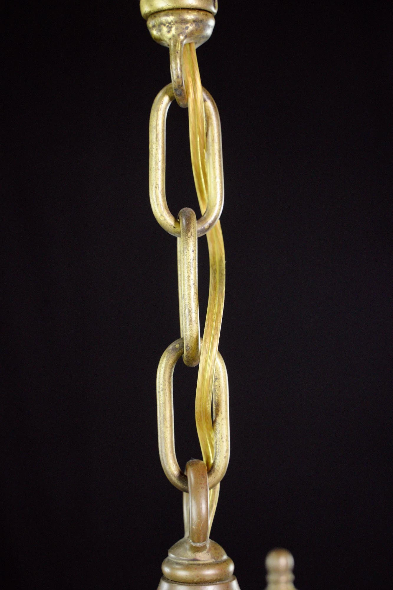 Colonial Frosted Etched Grapes Glass Brass Hanging Lantern 9 Colonial Frosted Etched Grapes Glass Brass Hanging Lantern - Image 7