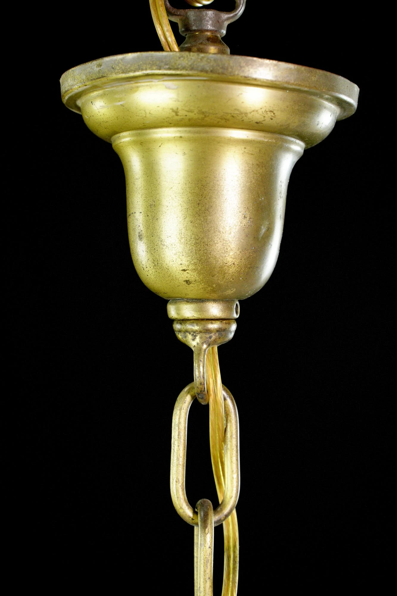 Colonial Frosted Etched Grapes Glass Brass Hanging Lantern 10 Colonial Frosted Etched Grapes Glass Brass Hanging Lantern - Image 8