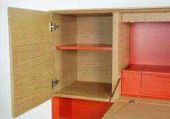 Modern Red Steel & Pine Top Enclosed Desk With Built-in Outlet 21 Modern Red Steel & Pine Top Enclosed Desk With Built-in Outlet -OGT Sale Store q282826 04