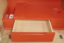 Modern Red Steel & Pine Top Enclosed Desk With Built-in Outlet 22 Modern Red Steel & Pine Top Enclosed Desk With Built-in Outlet -OGT Sale Store q282826 05