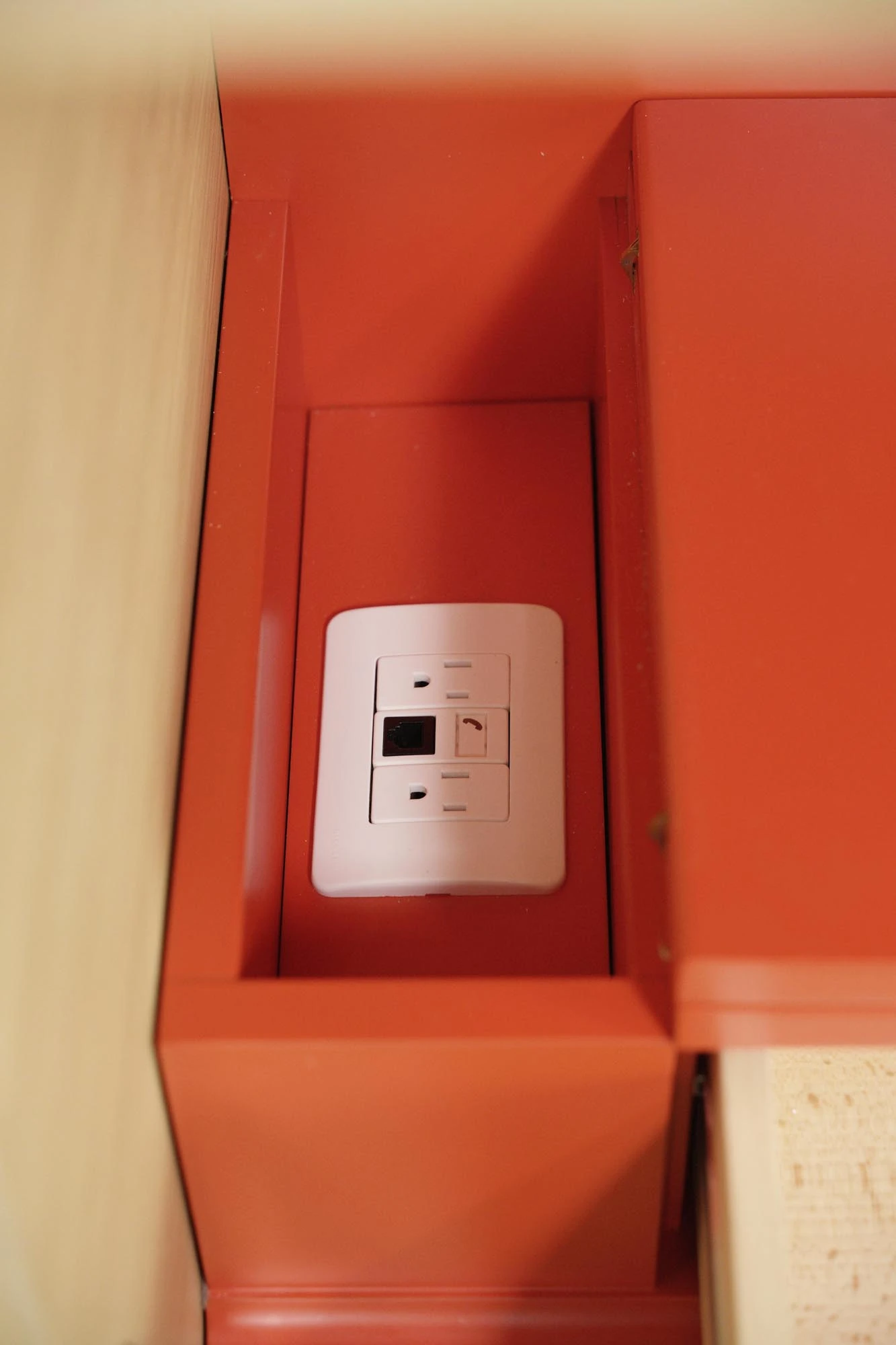 Modern Red Steel & Pine Top Enclosed Desk With Built-in Outlet 8 Modern Red Steel & Pine Top Enclosed Desk With Built-in Outlet - Image 6