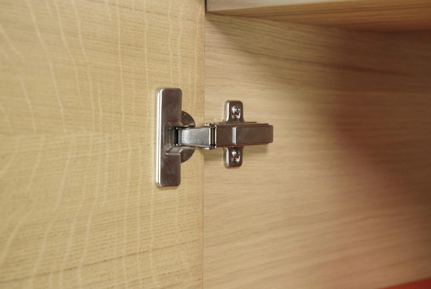Modern Red Steel & Pine Top Enclosed Desk With Built-in Outlet 11 Modern Red Steel & Pine Top Enclosed Desk With Built-in Outlet - Image 9