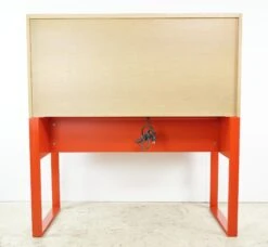 Modern Red Steel & Pine Top Enclosed Desk With Built-in Outlet 30 Modern Red Steel & Pine Top Enclosed Desk With Built-in Outlet -OGT Sale Store q282826 13