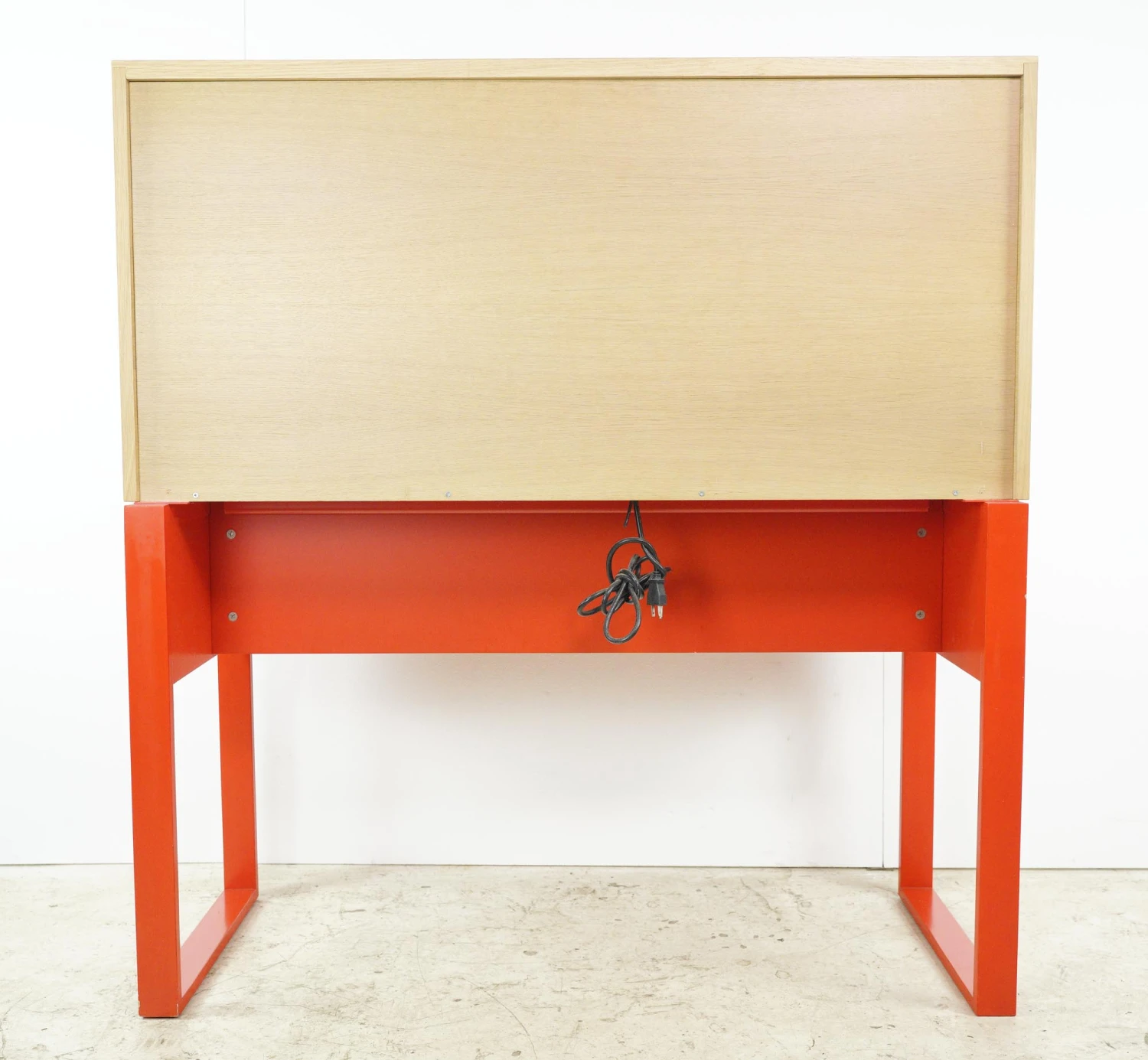 Modern Red Steel & Pine Top Enclosed Desk With Built-in Outlet 15 Modern Red Steel & Pine Top Enclosed Desk With Built-in Outlet - Image 13
