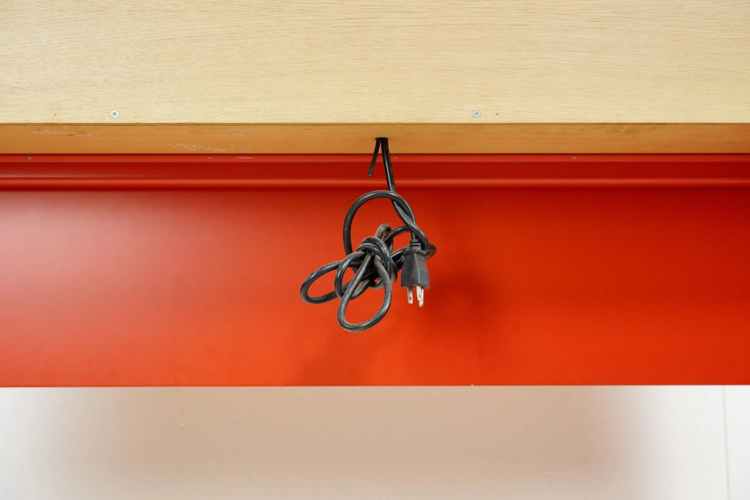 Modern Red Steel & Pine Top Enclosed Desk With Built-in Outlet 16 Modern Red Steel & Pine Top Enclosed Desk With Built-in Outlet - Image 14