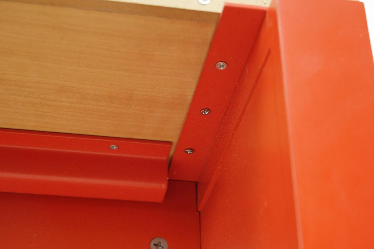 Modern Red Steel & Pine Top Enclosed Desk With Built-in Outlet 18 Modern Red Steel & Pine Top Enclosed Desk With Built-in Outlet - Image 16