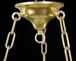 Victorian Ornate Milk Glass Dish Polished Brass Chain Pendant Light -OGT Sale Store q282850 05