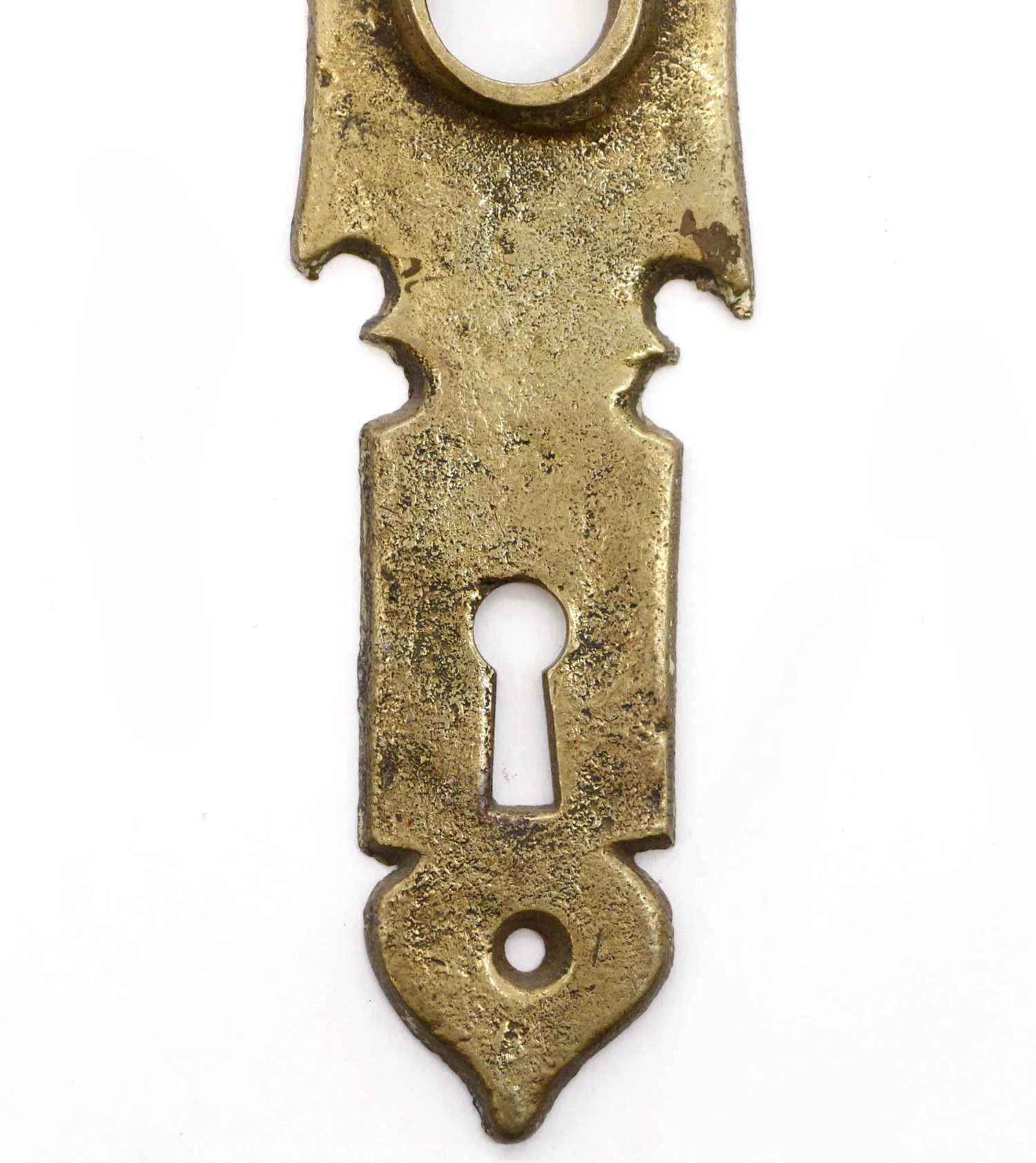 Pair Of Antique 5.875 In. Brass Arts & Crafts Keyhole Door Back Plates 6 Pair Of Antique 5.875 In. Brass Arts & Crafts Keyhole Door Back Plates - Image 4