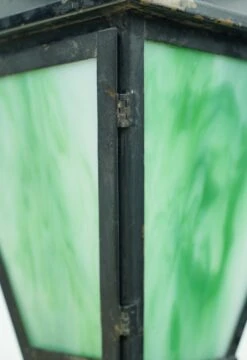 Vintage Black Iron Standing Green Slag Glass Lantern 24 Vintage Black Iron Standing Green Slag Glass Lantern -OGT Sale Store q282973 10